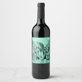 butterfly lady, lady butterfly, fantasy fairy art wine label