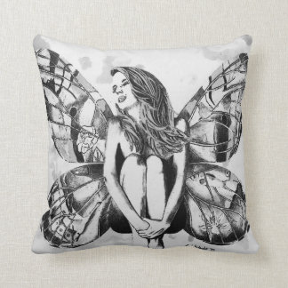 butterfly lady pillow, fantasy fairy pillow, art cushion