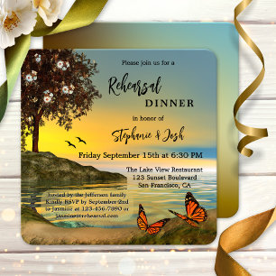 Butterfly Lake Rehearsal Dinner Invitation