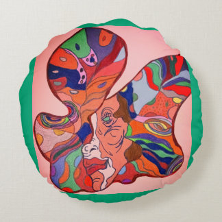 Butterfly Leaf Portrait Round Cushion