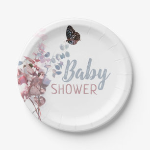 Butterfly Leaves, Elegant Baby Shower Paper Plate
