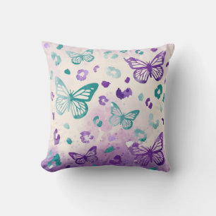 Butterfly Leiopard Purple Grey Cushion