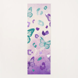 Butterfly Leopard Purple White Yoga Mat