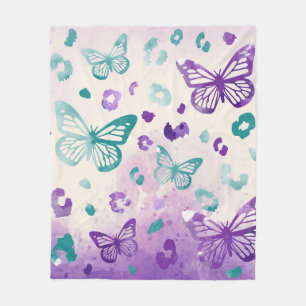 Butterfly Leopard White Fleece Blanket