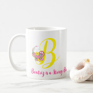 Butterfly Letter B Floral Mug