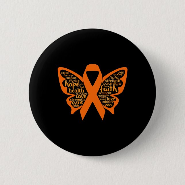 Butterfly Leukaemia Awareness  6 Cm Round Badge (Front)