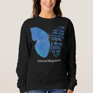 Butterfly Light Blue Ribbon Asthma And Allergy Awa Sweatshirt