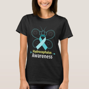 Butterfly Light Blue Ribbon Hydrocephalus Awarenes T-Shirt