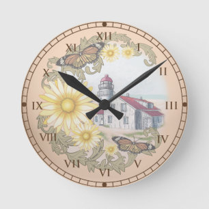 Butterfly Lighthouse Round Clock