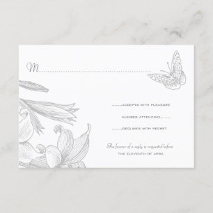 Butterfly Lilies Silver Wedding Anniversary RSVP