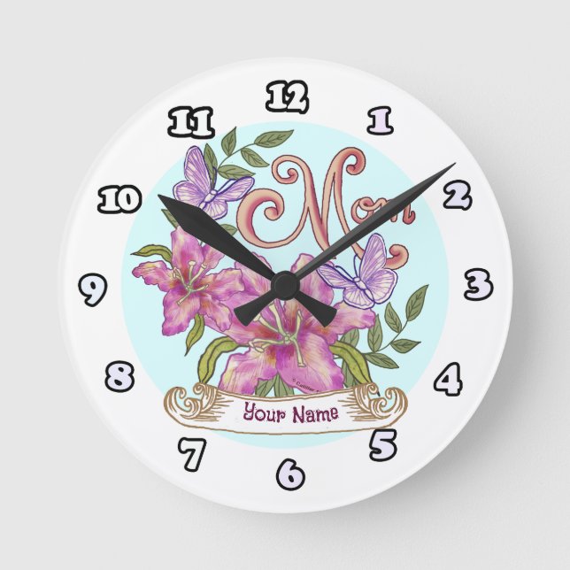 Butterfly Lily Mum  clock  (Front)