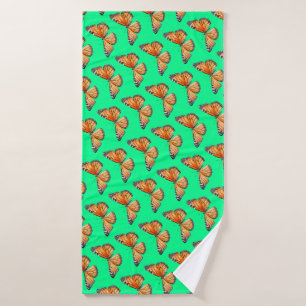 Butterfly lime green bath towel
