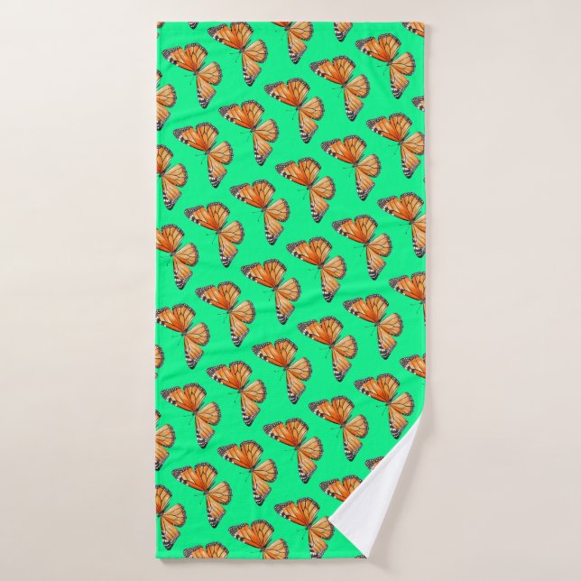 Butterfly lime green bath towel (Bath Towel)