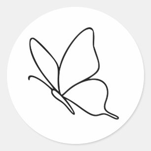 Butterfly Line Art – Insect Illustration Classic Round Sticker
