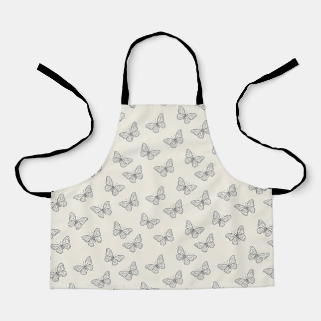 Butterfly Line Art Pattern Apron (Front)