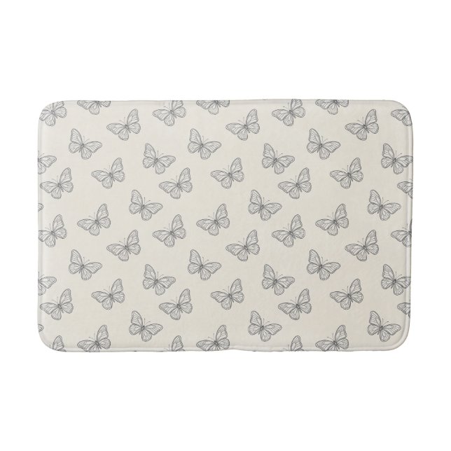 Butterfly Line Art Pattern Bath Mat (Front)