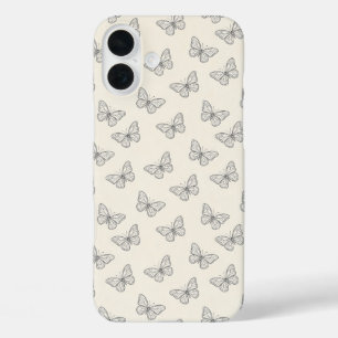 Butterfly Line Art Pattern iPhone 16 Plus Case