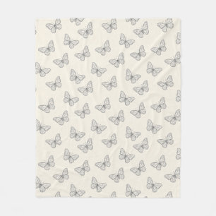 Butterfly Line Art Pattern Fleece Blanket