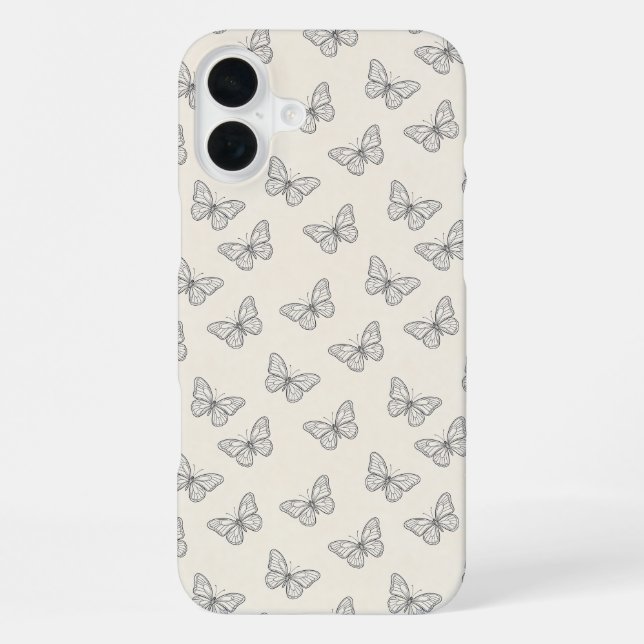 Butterfly Line Art Pattern iPhone Case (Back)