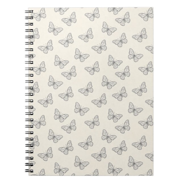 Butterfly Line Art Pattern Notebook (Front)