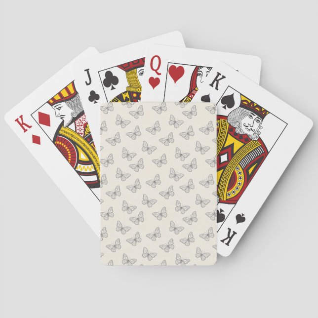 Butterfly Line Art Pattern Playing Cards (Back)