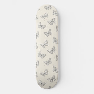 Butterfly Line Art Pattern Skateboard