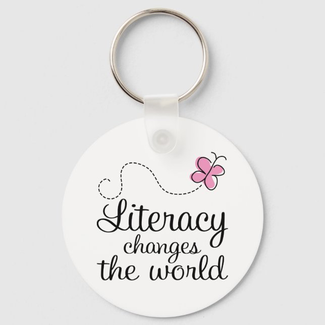 Butterfly Literacy Changes The World Gift Key Ring (Front)