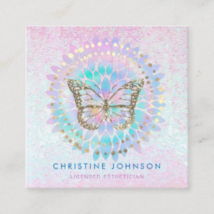 butterfly logo aesthetician salon spa square business card