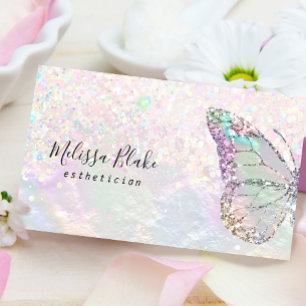 butterfly logo faux pastel glitter  business card