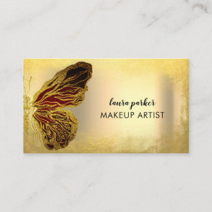 Butterfly Logo Gold Glitter Girly Modern Elegant B Business Card
