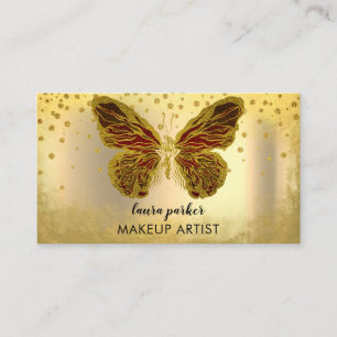 Butterfly Logo Gold Glitter Girly Modern Elegant Business Card