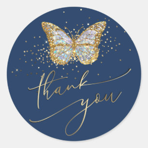 butterfly logo thank you classic round sticker