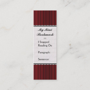 Butterfly Love   Black Red Stripes Decorative Mini Business Card