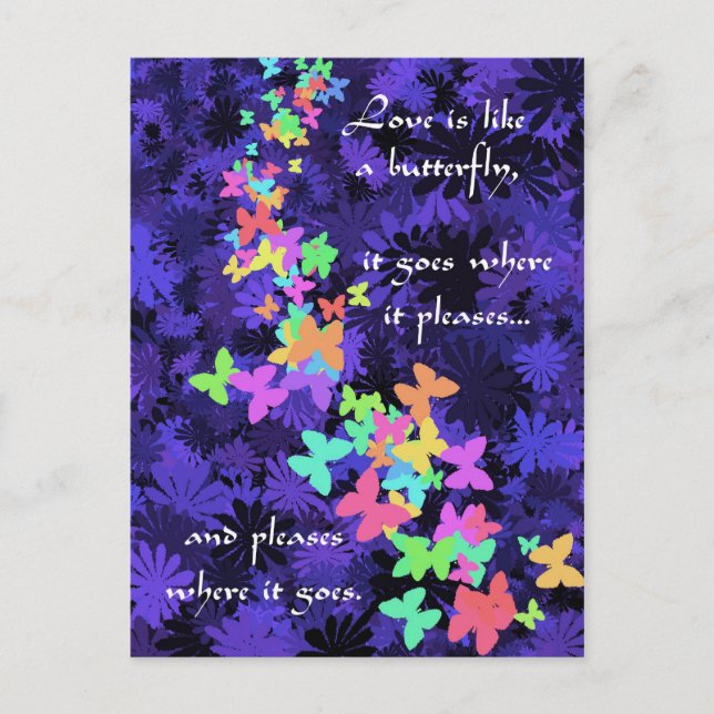 Butterfly Love/Colourful-Quote Postcard (Front)