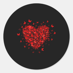 Butterfly Love Heart Valentines Day For Womens Gir Classic Round Sticker