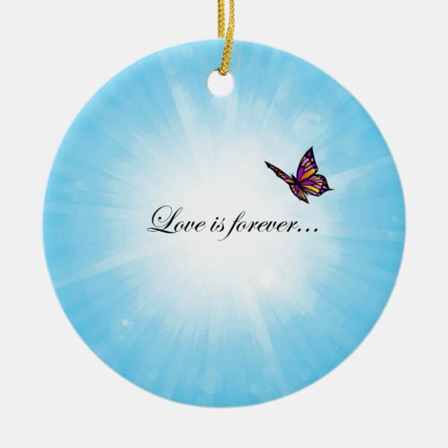 Butterfly "LOVE is Forever" Ceramic Tree Decoration (Front)