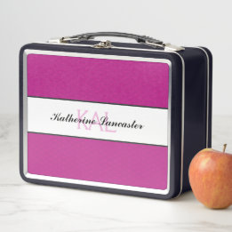 Butterfly Love | Magenta Lace Personalised Metal Lunch Box