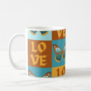 Butterfly Love Pattern   Blue & Orange Gradient Coffee Mug