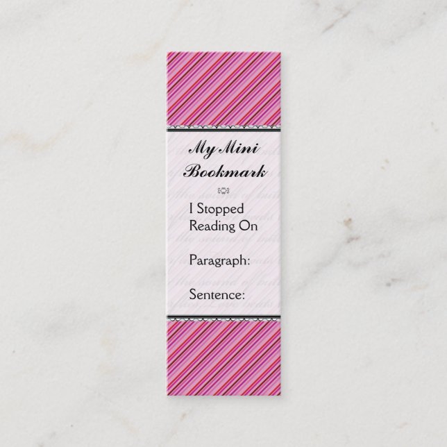 Butterfly Love | Pink Red Stripes Decorative Mini Business Card (Front)