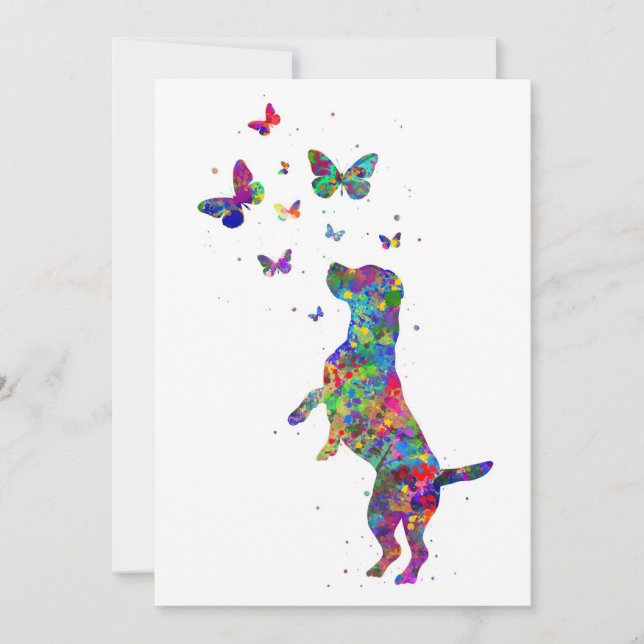 Butterfly Lover Beagle Dog Play With Butterflies Save The Date (Front)