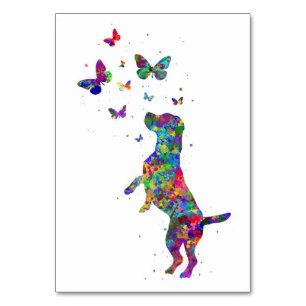 Butterfly Lover Beagle Dog Play With Butterflies Table Number
