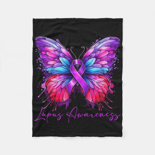 Butterfly Lupus Awareness Month  Fleece Blanket (Front)
