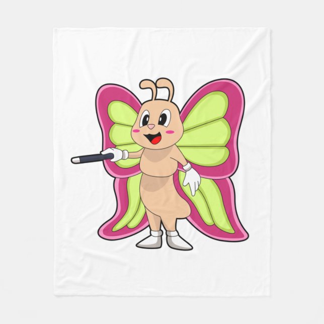 Butterfly Magic wand Fleece Blanket (Front)