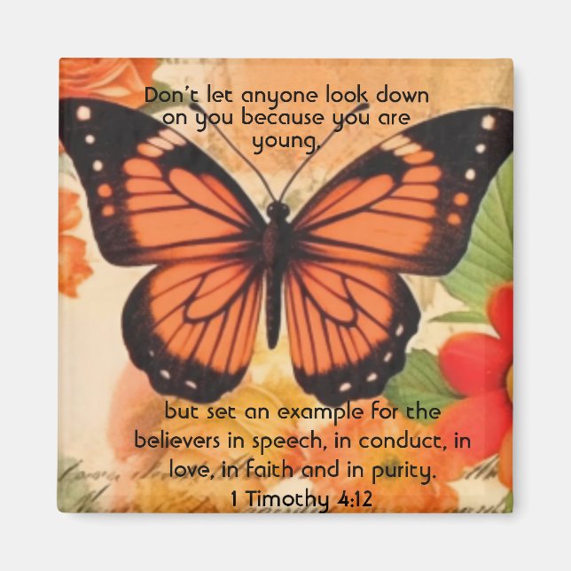 Butterfly Magnet 1 Timothy 4:12 (Front)