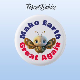 Butterfly, Make Earth Great Again, Cute Insect 3 Cm Round Badge