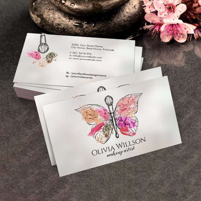 Butterfly Makeup Brush Business Card (Creator Uploaded)