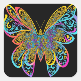 BUTTERFLY MANDALA ART FOR SPIRITUAL MEDITATION SQUARE STICKER