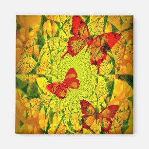 Butterfly Mandala Square Magnet