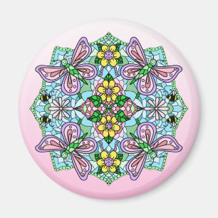Butterfly Mandala Whimsical Hand Drawn  Magnet