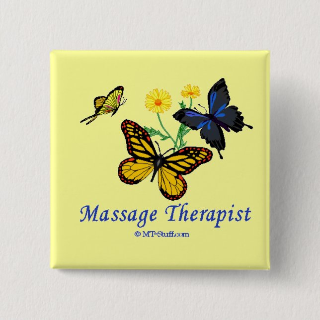Butterfly Massage Therapist 15 Cm Square Badge (Front)